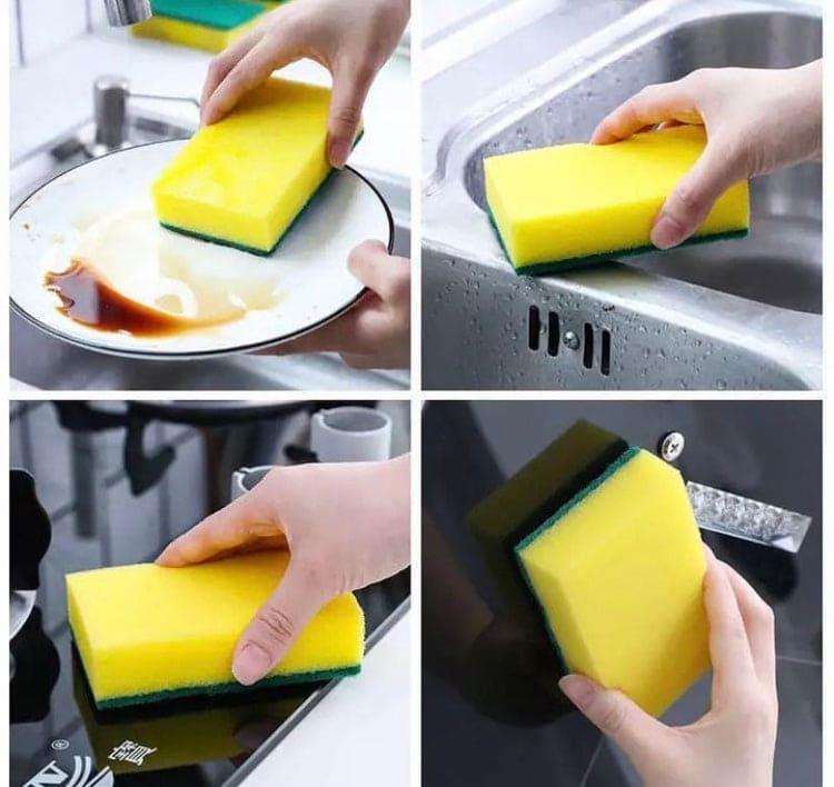 6 Pcs Double Sided Dishwashing Sponge, Emery Magic Cleaning Sponge