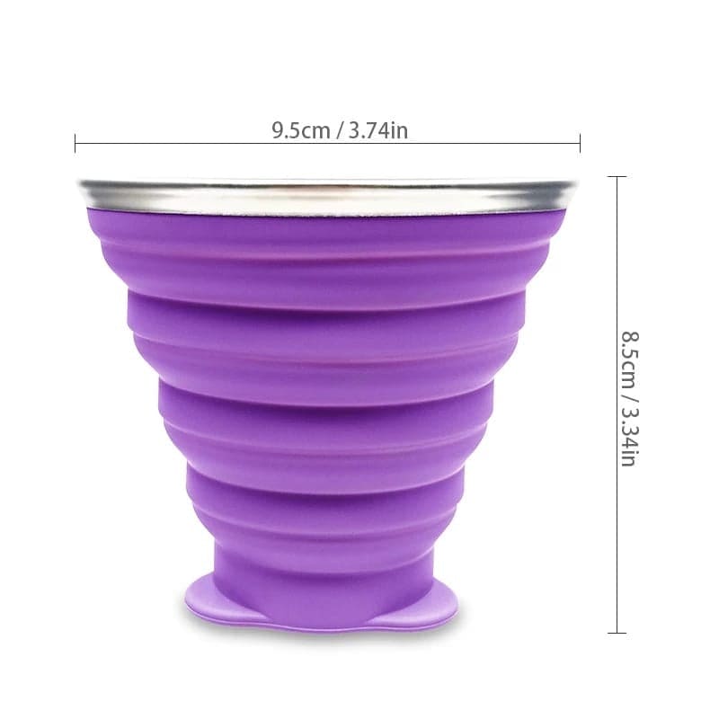 Travel Retractable Silicone Fold Cup With Lid, Silicone Collapsible Travel Cup, Outdoor Portable Folding Camping Cups With Lids, Expandable Drinking Cups, BPA Free Lid Retractable Travel Mini Coffee Cups