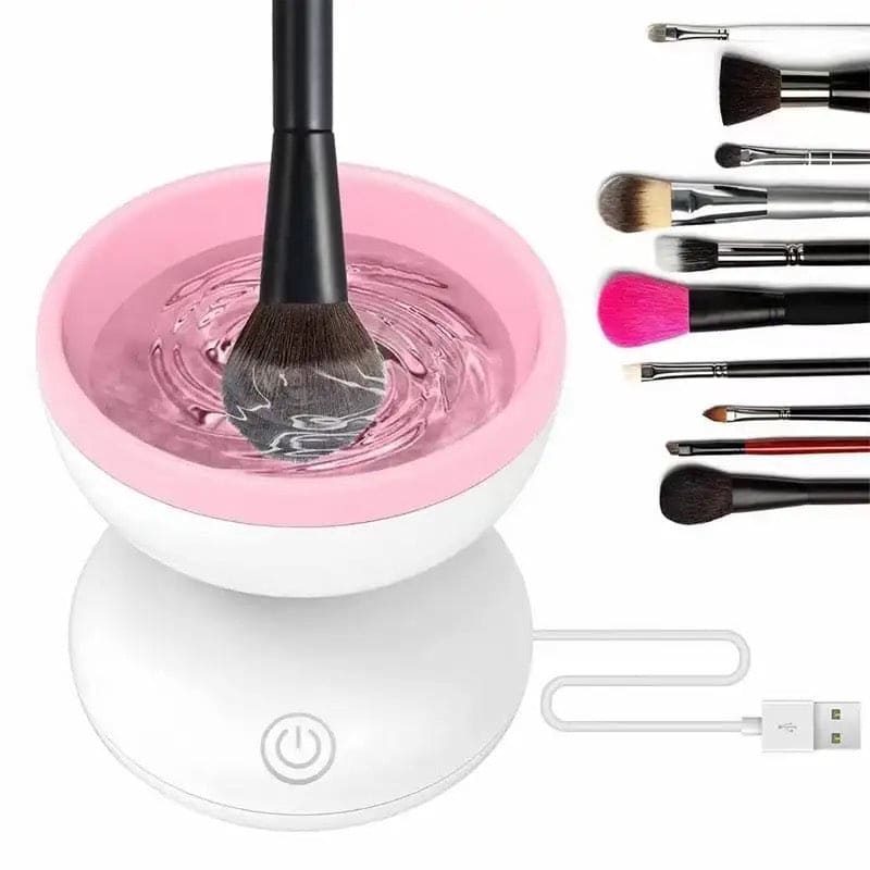 Automatic Cosmetic Brush Cleaner, Electric Makeup Brush Cleaner, Portable ABS Silicone Makeup Brush Bowl Washing Tool, Auto Clean Quick Spin Dry Makeup Brush Cleaner