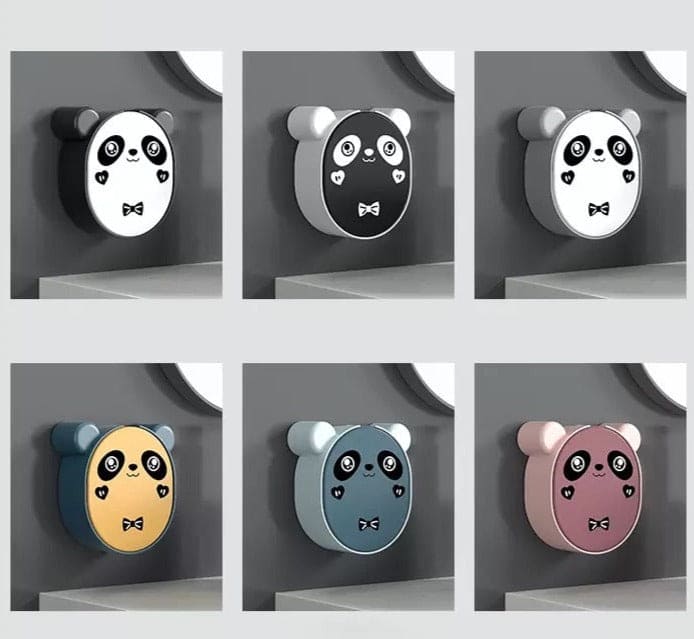 Cute Panda Wall Mounted Soap Box With Lid, Punch Free Double Layer Drain Soap Rack, Washbasin Soap Storage Box, Flip Cover Handmade Soap Shelf, Creative Soap Holder For Shower, Multifunctional Flip Top Drain Soap Dish