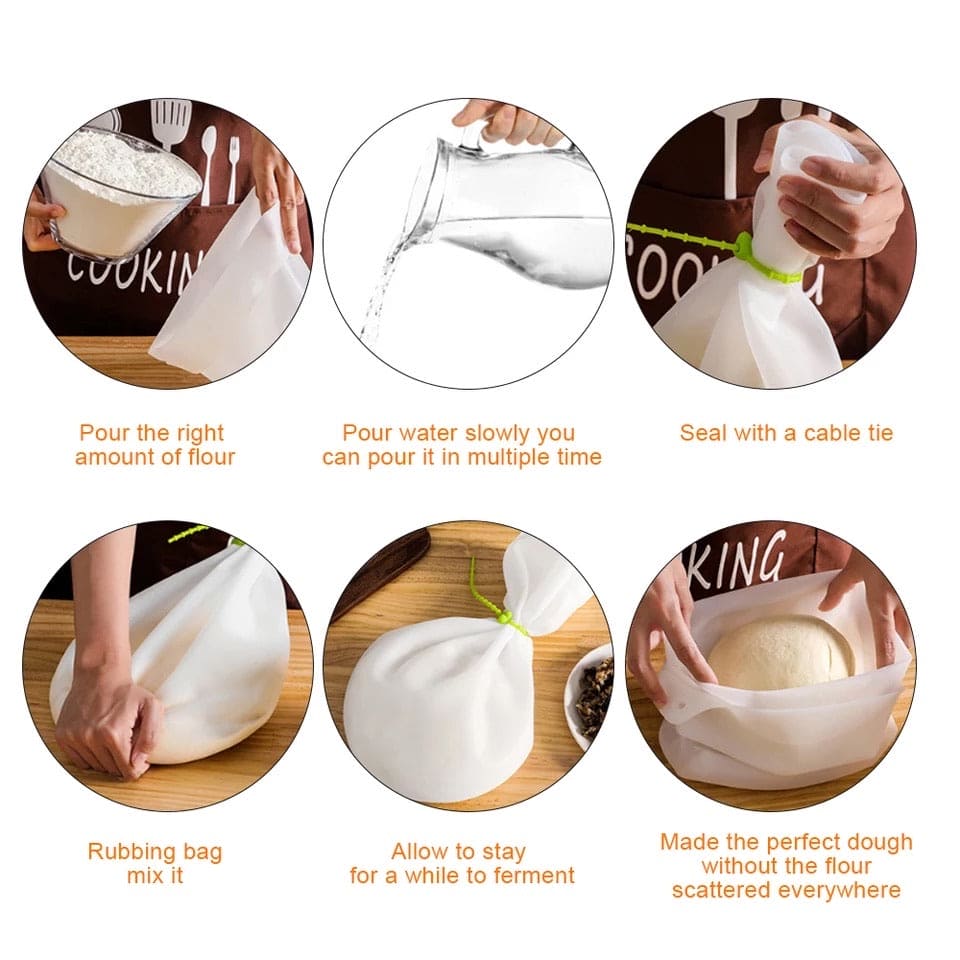 Silicone Flour Mixture Bag, Silicone kneading Dough Bag, Mixing Preservation Kitchen Tool, Soft Silicone Flour Mixing Bag