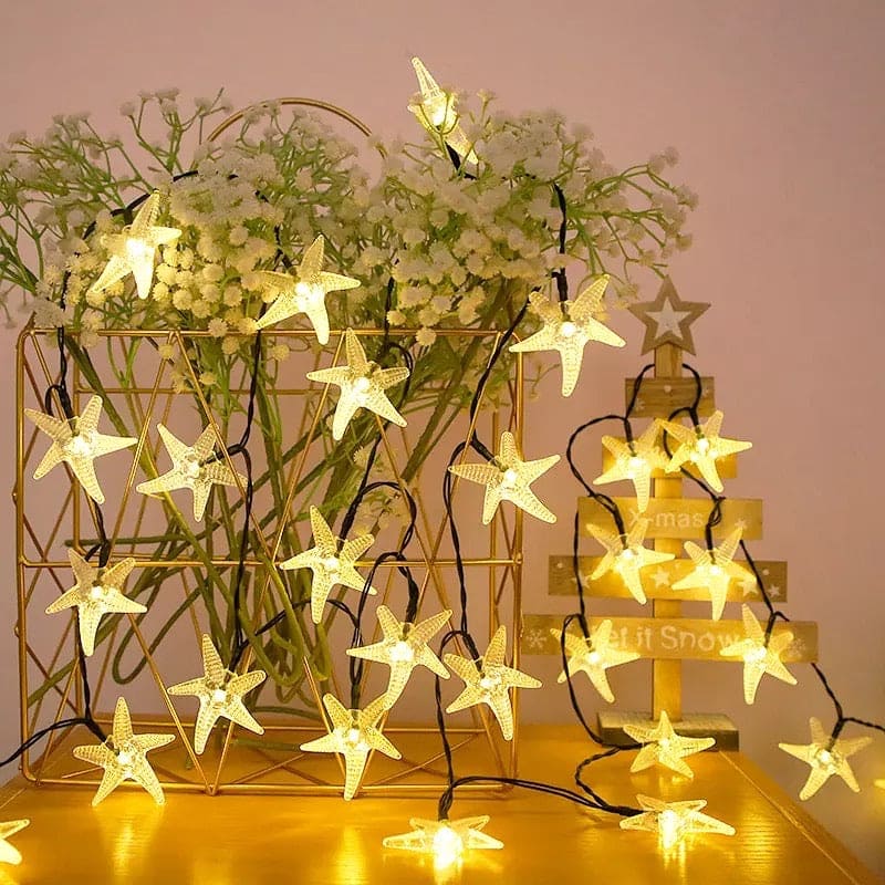 Star Fish Shell Fairy Strings Light, Garland LED Lamp For Holiday, Camping Wedding Birthday Beach Party Night