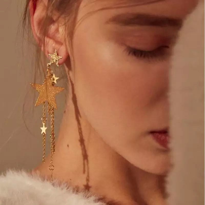 Long Star Drop Earrings For Women, Crystal Women's Dangle Earrings Jewellery