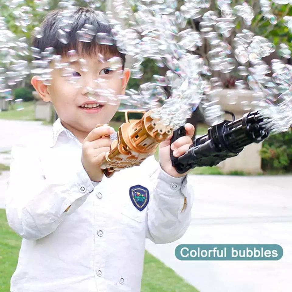 Electric Gatling Bubble Machine, 2-in-1 Automatic Gatling Bubble Gun, Summer Soap Bubble Blower Magic Toy, Bubble Blowing Toy Machine For Children, Electric Bubble Blaster for Summer Outdoor Activities