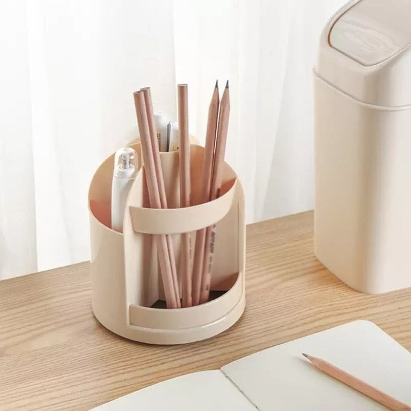360˚ Degree Rotatable Desktop Pen Organizer, 3 Slots Spinning Pencil Pen Desk Organizers, Creative Pen Pencil Holder, Makeup Storage Container