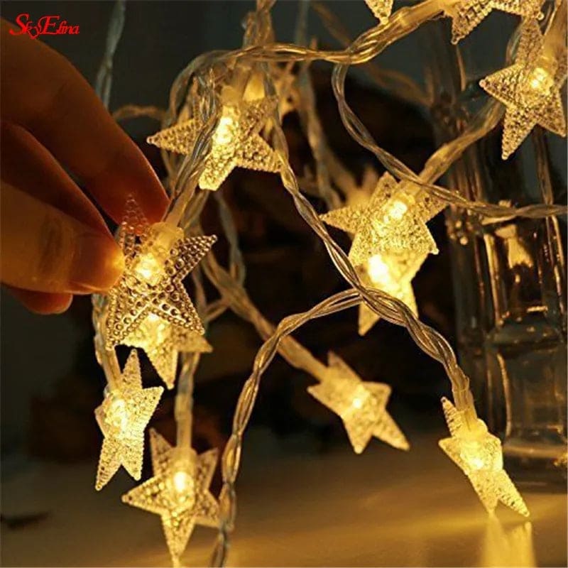 20 Led Star Lights, Star Shaped Curtain String Lights, Decoration Garland Lamp For Decoration, Outdoor Patio Decoration Twinkle Lamp
