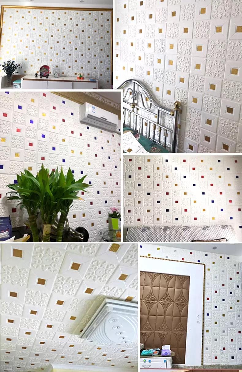 3D Self Adhesive Roof Wallpaper, PVC Waterproof Embossed Wall Stickers, Contact Paper Roof Ceiling Stereo Wallpaper, Removable Peel and Stick Wallpaper