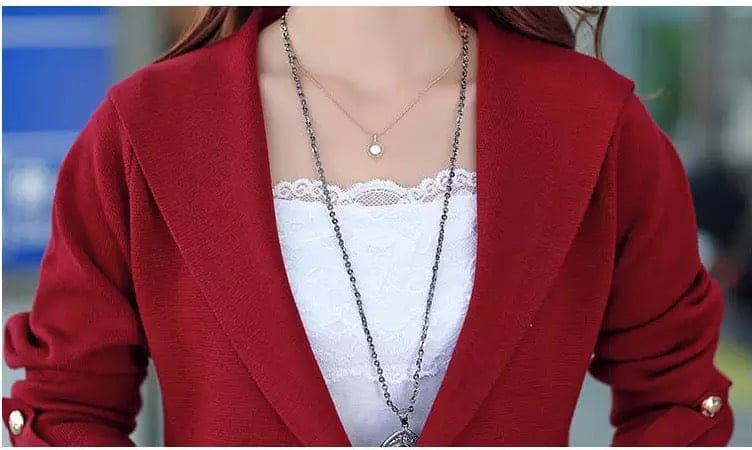 Cardigan Open Stitch Coat, Female Casual Warm Long Sleeve Hooded