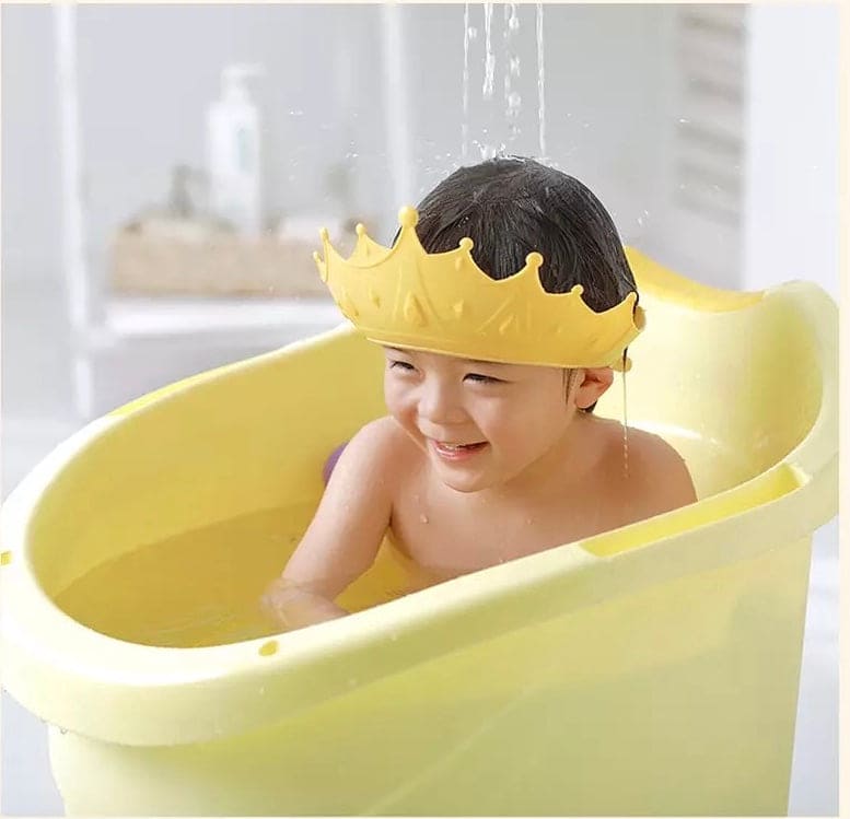 Baby Crown Showar Cap, Baby Swim Cap, Eye Protection Cap, Children Bathing Cap, Adjustable Elastic Hat, Baby Care Crown Hair Wash Cap