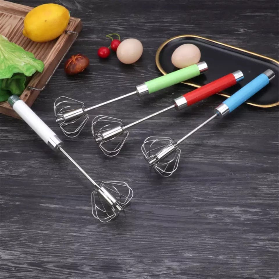 Colorful Long Handle Whisker, Stainless Steel  Semi Automatic Whisk, Manual Press Type Butter Whipping, Manual Press Type Egg Beater, Kitchen Baking Tool Baking Accessories, Automatic Stirrer for Milkshake Sauce Drink
