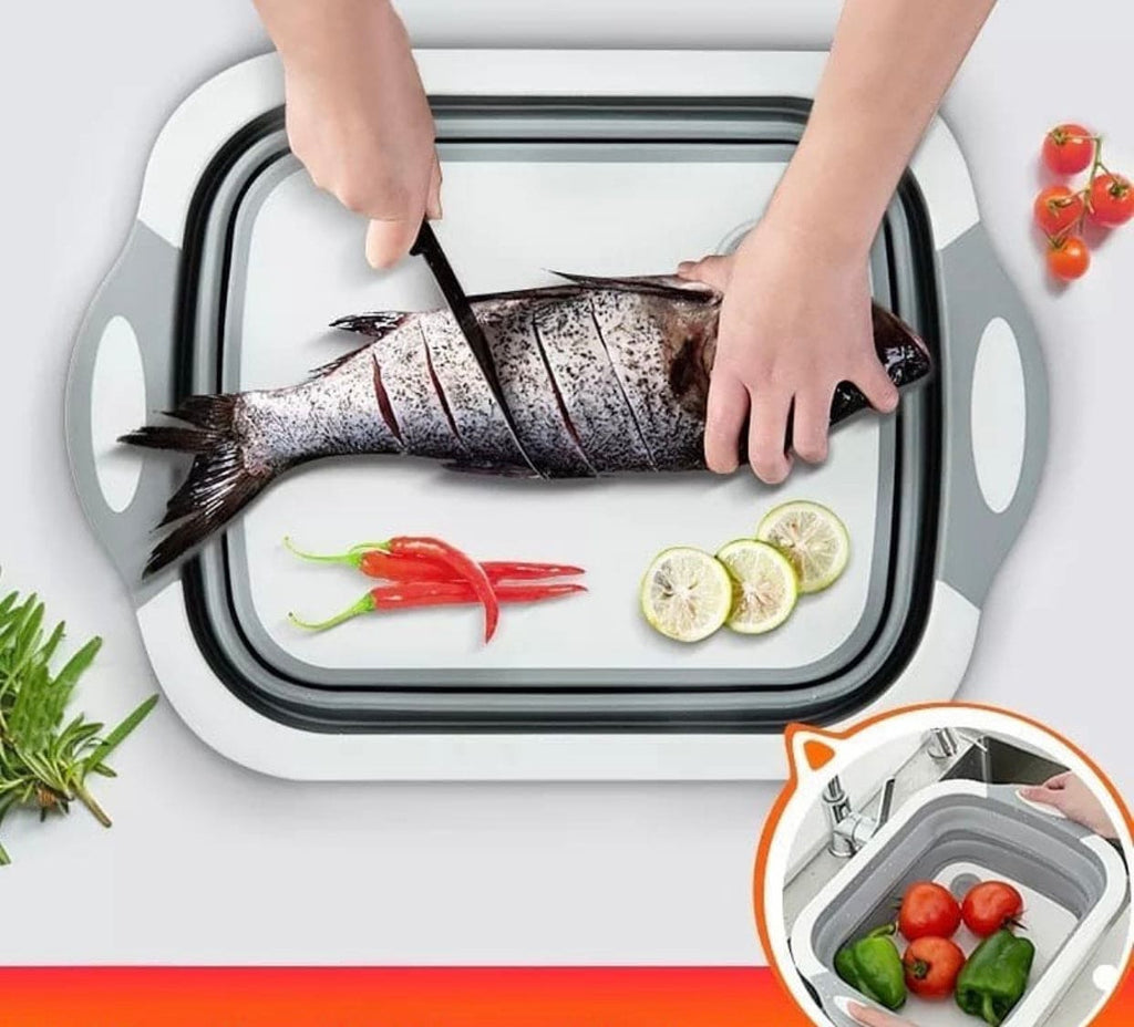 Yiser Tool Folding Chopping Cutting Multifunctional Basket in Sink 4 Board  1 Drain Rack Cosina Accessories Platos (Grey, One Size) : : Home