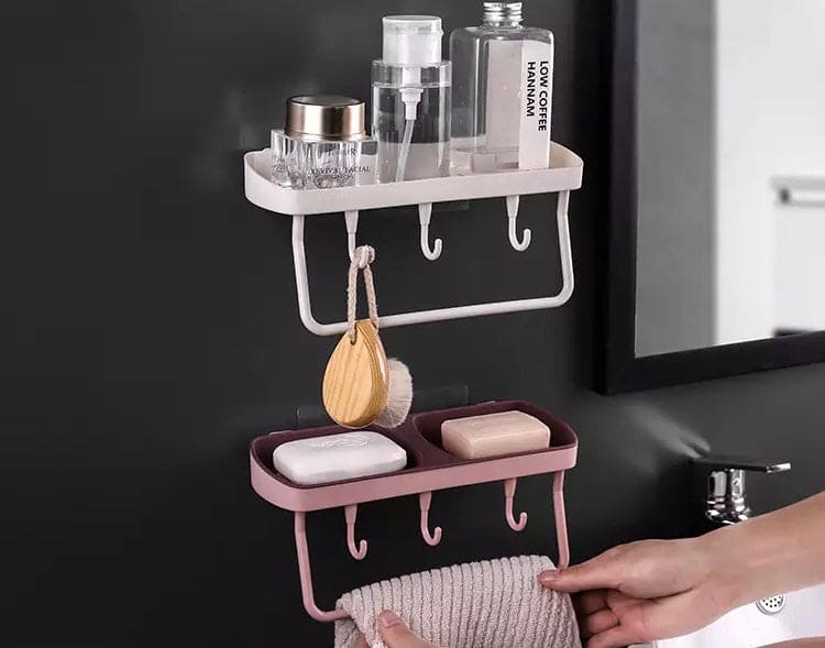 Two Grid Soap Box, Wall Mounted Soap Drain Holder, Multifunctional Bathroom Kitchen Hanging Storage Organizer, Portable Drain Suction Cup Soap Dish