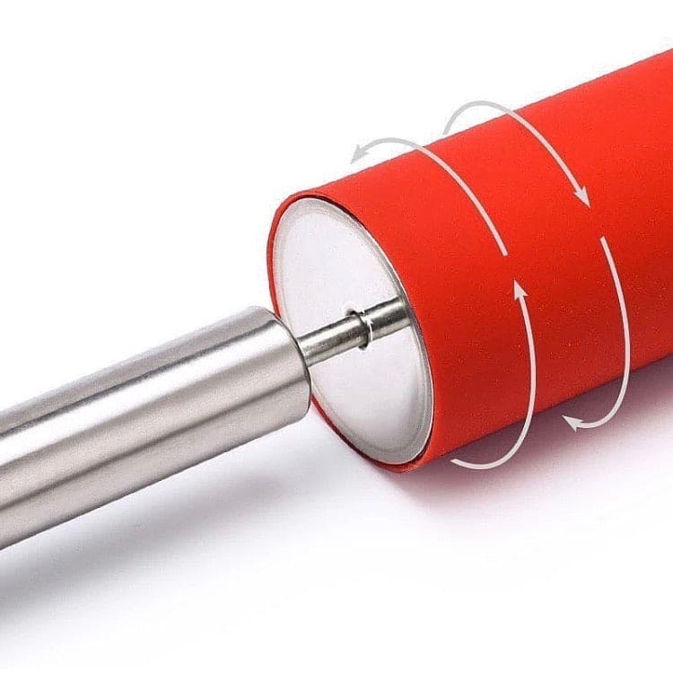 Metal Kitchen Roti Belan, Silicone Flour Stick Rolling Pin, Steel Handle Dough Roller, Non-Stick Dough Roller