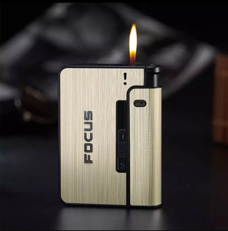 Focus Automatic Lighter, Automatic Cigarettes Holder, 10 Pcs Cigarette Case, Portable Automatic Cigarette Holder Without Lighter, Metal Cigarette Boxes, Lighter Gadget For Men, Multifunction Cigarette Holder