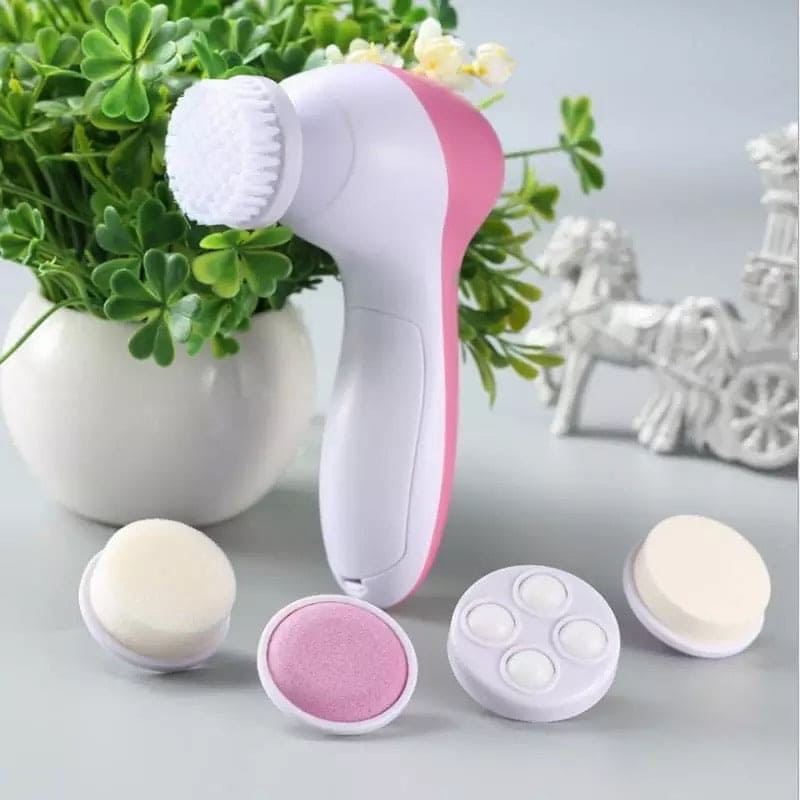 5 In 1 Beauty  Facial Massager, Multifuctional Beauty Care Kit, Pore Cleaner with 5 Brush Heads for Acne, Blackheads & Dead Skin
