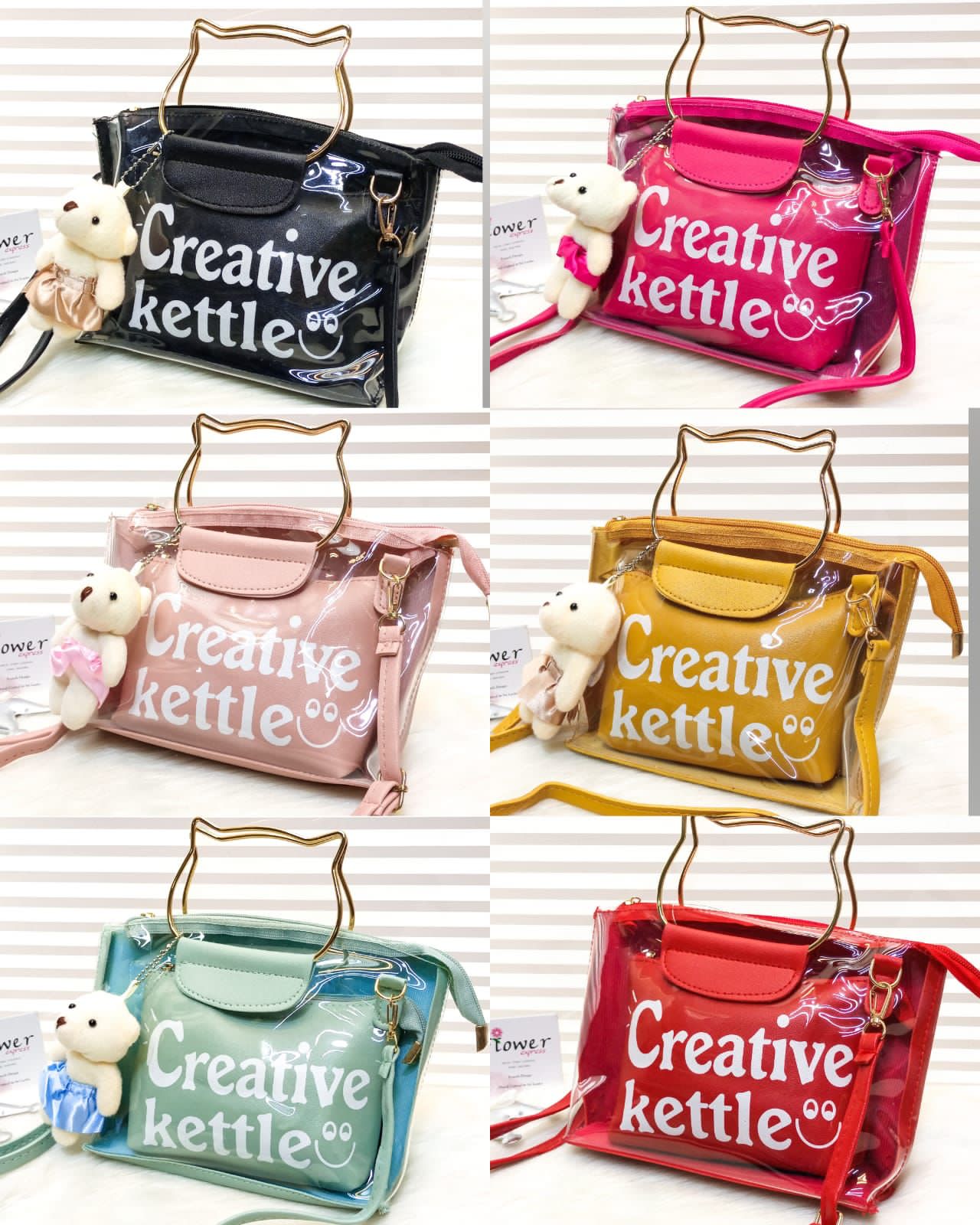 New Transparent Long Strap Jelly Metal Handle Girls Bags, Waterproof Transparent Handbags, Clear Shoulder Handbags For Ladies, Creative Kettle Hand Bag
