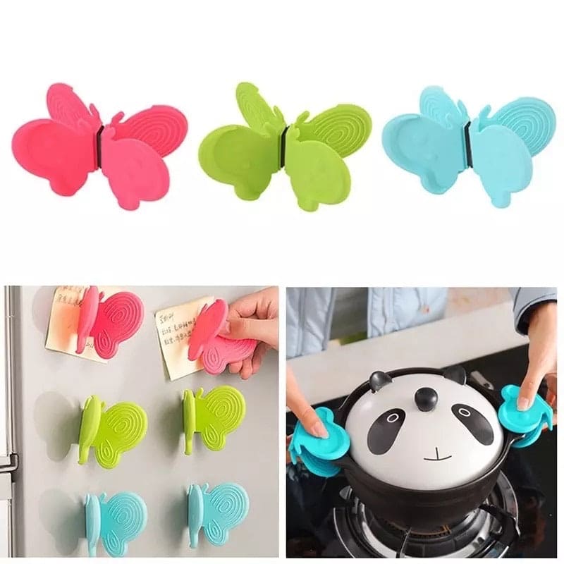 2 Pcs Butterfly Shaped Silicone Dish Clip, Anti-Scald Kitchen Tool Clamps, Silicone Pot Clip