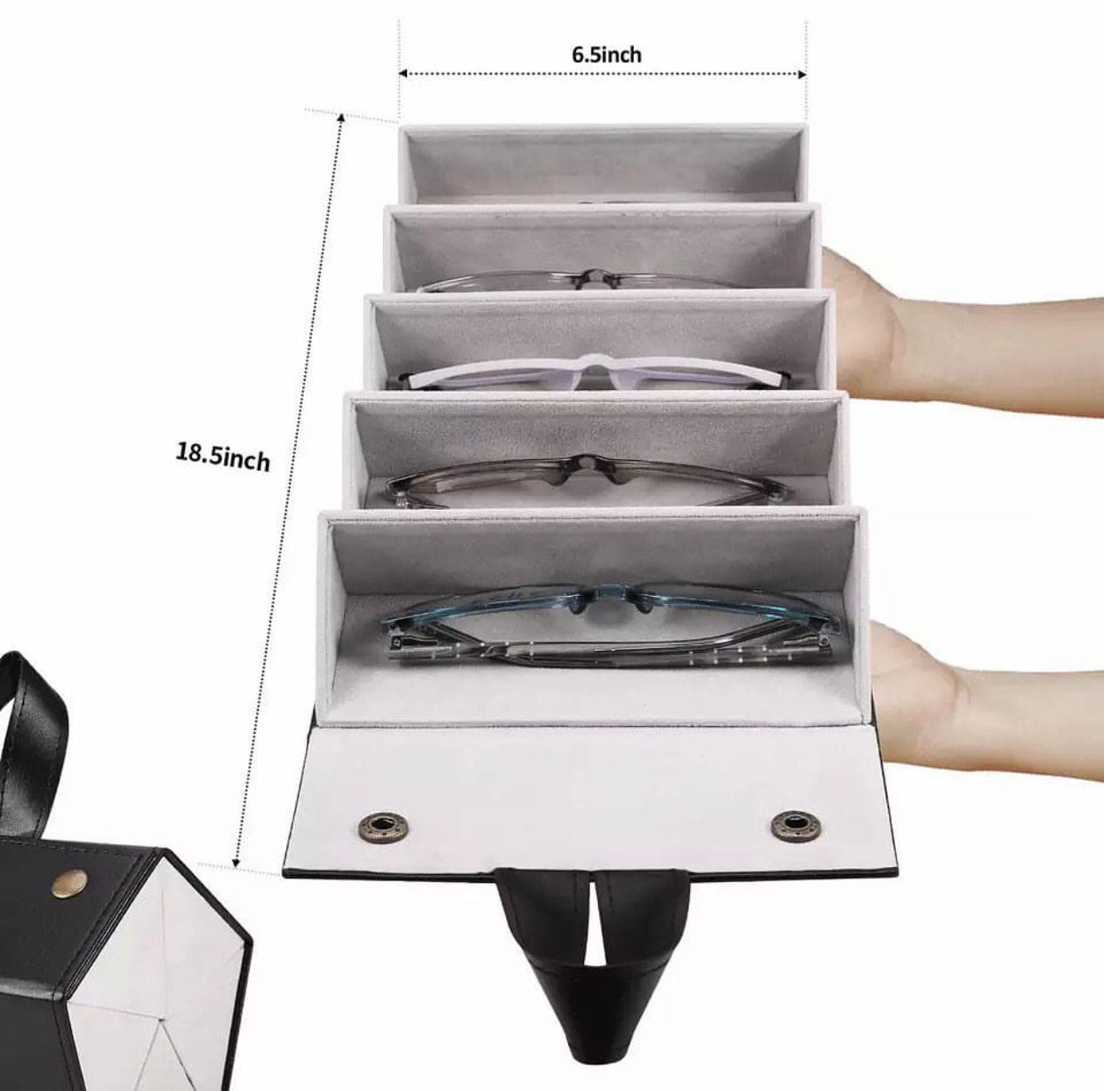 5 Slot Foldable Multiple PU Leather Sunglasses/Eyeglasses Travel Organizer Case, Multiple Eyeglasses Display Storage Box Box for Men Womeno