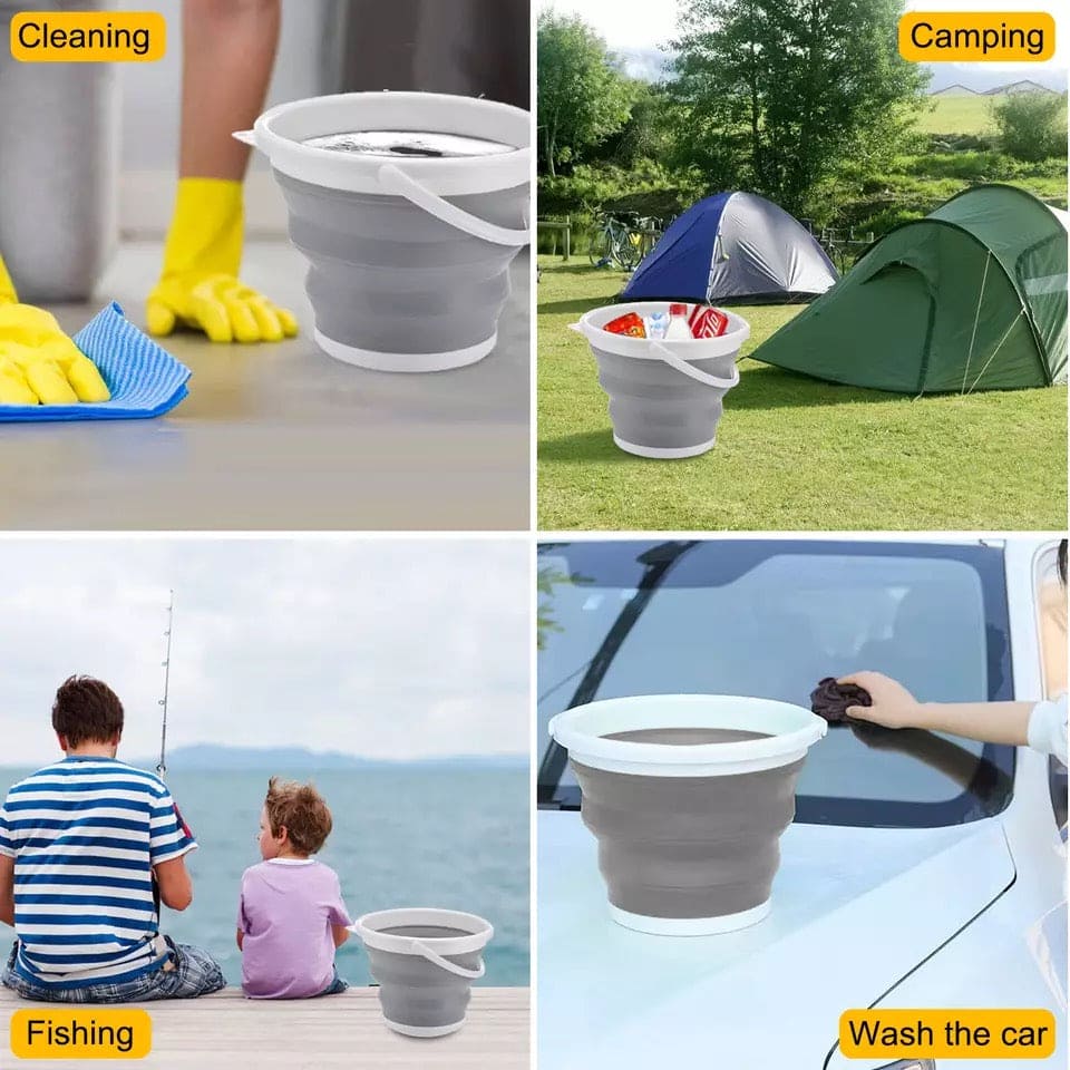 10L Collapsible Cleaning Bucket, Portable Folding Bucket, Silicon Car Washing Bucket, Outdoor Fishing Travel Camp Bucket, Foldable Basin Camping Bucket, Travel Portable Pail, Household Multifunctional Bucket