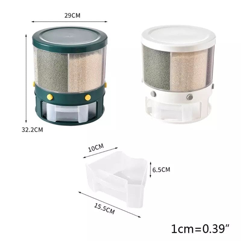 Large Capacity 6 Grids Grain Cereals Storage Container, Rotating Can For Bulk Cereals, Moisture Insect Proof Grain Organizer,  Rotating Storage Container For Rice Nuts Beans, Dry Snacks Rice Bucket