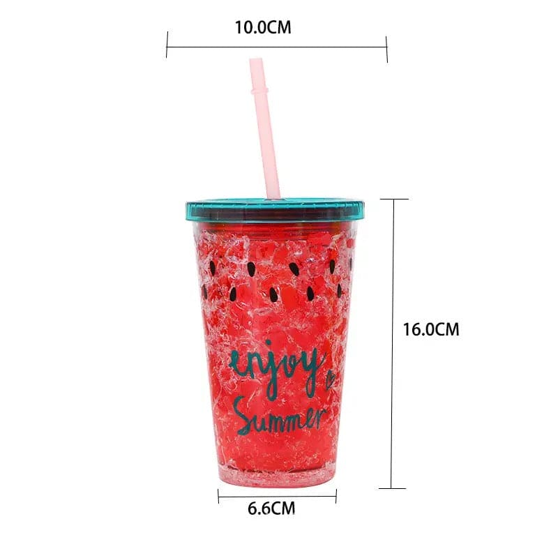 2 Layers Star Glitter Water Jar, Summer Plastic Mug With Straw And Lid