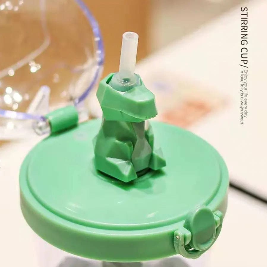 Cute Cartoon Mixing Cup, Creative Student Children Straw Cup, Plastic Straw Water Bottle, Cartoon Stirring Water Bottles, 500ml Infuser Kids Water Bottle, Portable Large Capacity Student Drink Mixing Cup