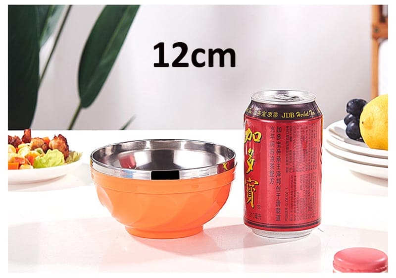 Candy Color Stainless Steel Bowl, Double Layer Creative Noodle Bowl Soup Bowl, Children Dinnerware Heat Insulation Rice Bowl, Stainless Steel Food Salad Container, Kitchen Utensils, Anti-scalding Kids Rice, Soup, Noodles, Salad Bowli