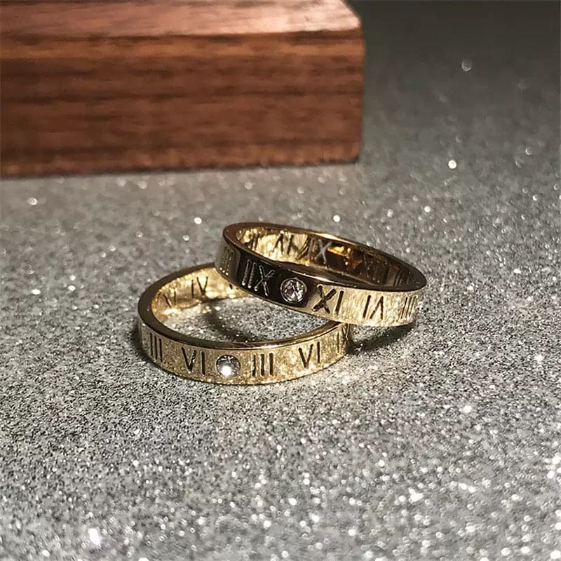 Roman Digital Titanium Steel Ring, Roman Numbers Ring for Women