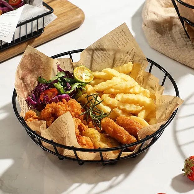 Mini Grill French Fries Basket, Snack Potato Chips Barrel Container, Convenient Snack Basket, Multifunction Stainless Steel Basket, Portable Frying Basket Strainer Colander Basket, Iron Convenient Bucket Basket