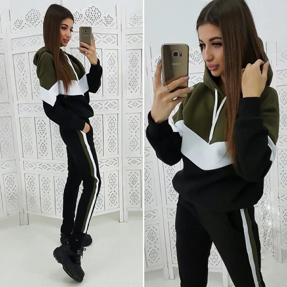 Women's Casual Patch Work Hooded Style Tracksuit, Fabric  Spring and Autumn Women's Sportswear, Two-Pieces Hooded Pilot Sweatshirt, Top and Pants Sports Jogging Suit