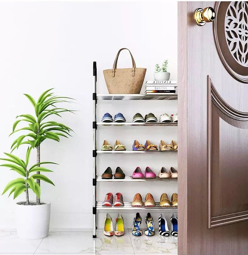 Thicken Metal 5 And 6 Layer Standing Space-Saving Shoe Storage Rack, Storage Cabinet Stand for Footwear, 6 Tier Expandable Shoe Storage Organizer