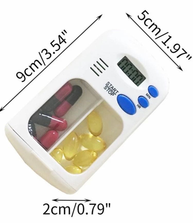 Mini Portable Pill Reminder Drug Alarm Timer Electronic Box, Mini Portable Pill Case, Medication Organizer Alarm Case, Portable Electronic Pill Reminder, Smart Pill Dispenser, 2 Grid Pill Box