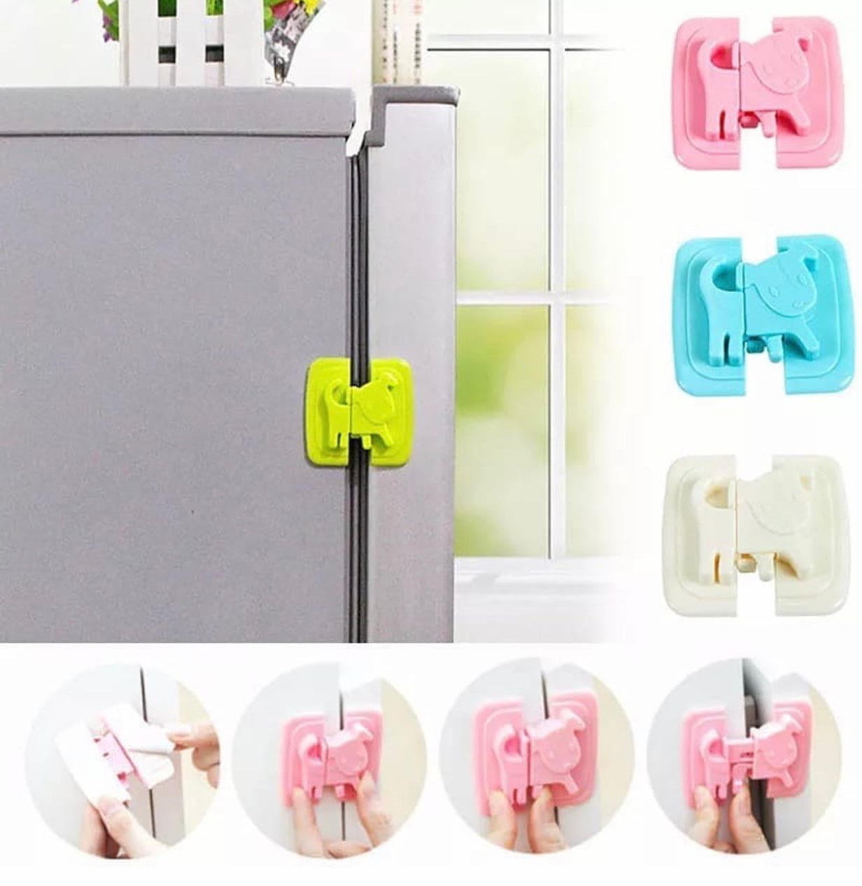 Cartoon Puppy Cabinet Safety Anti Pinch Child Lock, Multifunctional Baby Safety Lock, Cabinet Corner Closet Wardrobe Latch, Puppy Shape Safety Fridge Door Locks