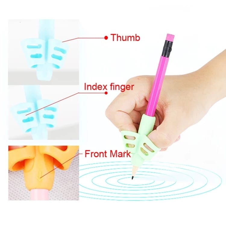 3Pcs Creative Two Finger Pencil Grips, Fingers Silicone Pen Holder For Students, Child Cute Writing Correction Stationery, Student Stationery Teaching Equipment