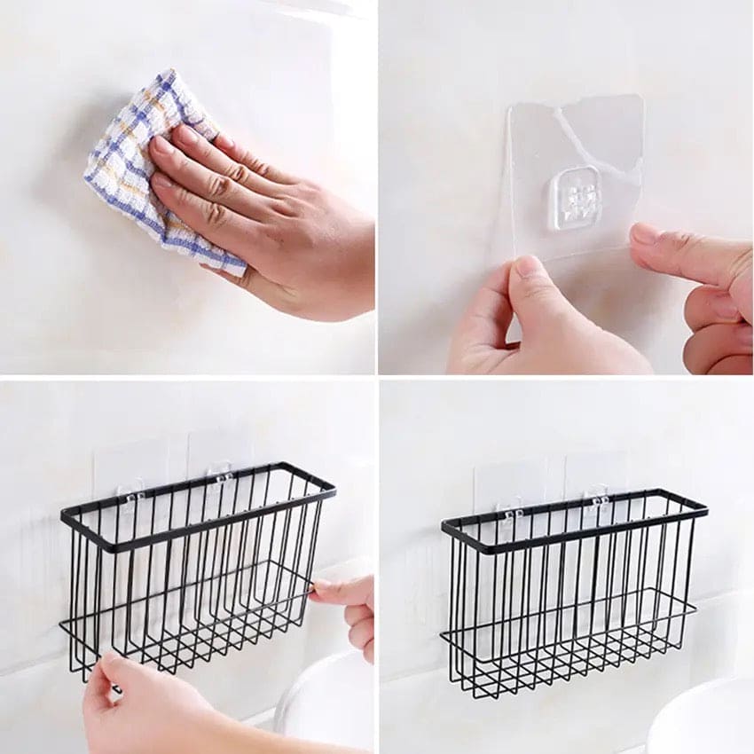 Iron Grill Organizer, Simple Style Iron Storage Basket Organizer, Living Room Home Potted Book Storage Basket, Punch Wrought Iron Rack, Kitchen Bathroom Storage Organizer
