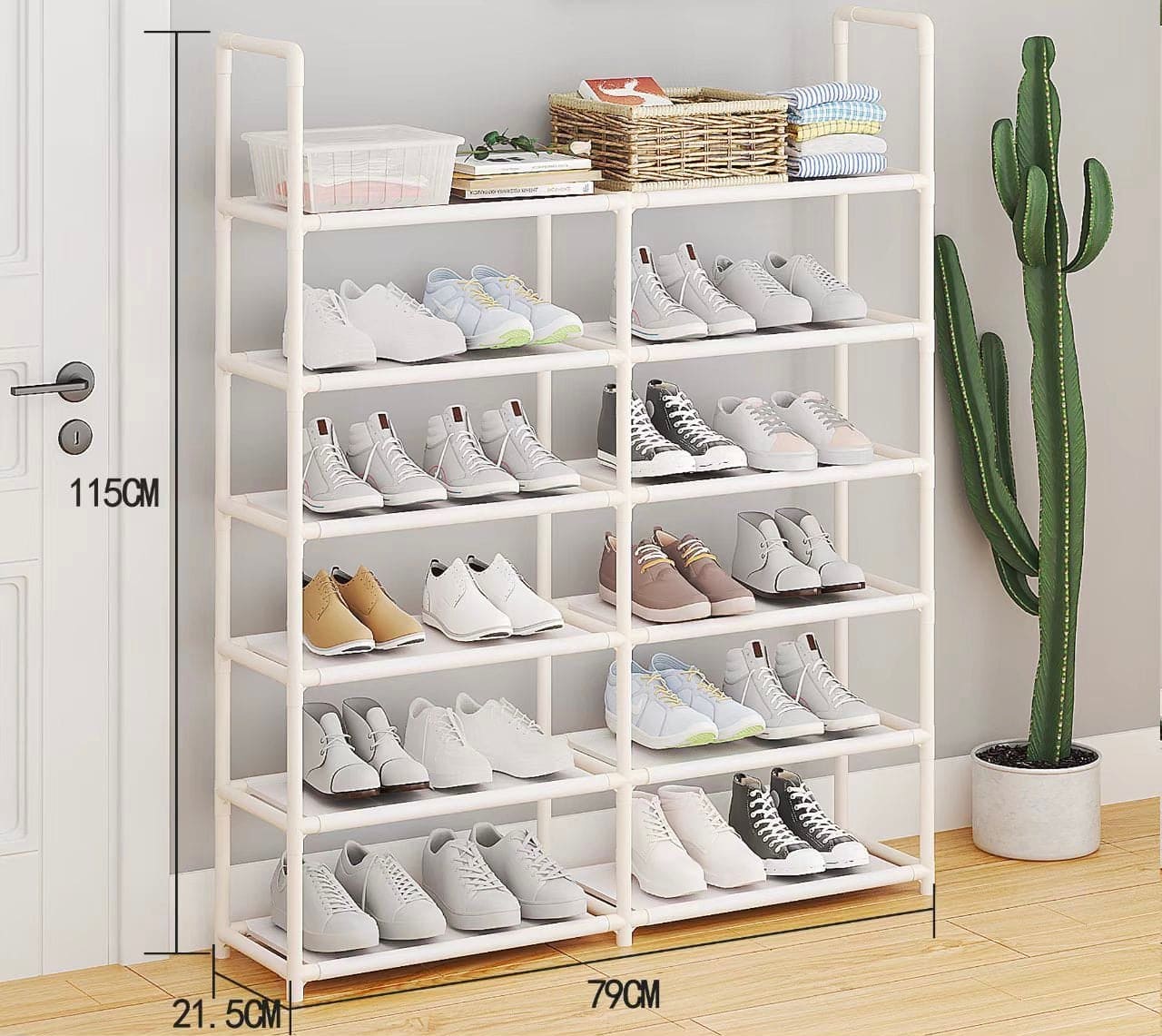 Simple Style Iron Plastic Storage Rack, Multilayer Home Space Saving Shoe Cabinet, Hallway Space-saving Shoe Organizer Stand Holder, Timebal 6 Layer Shoe Organizer