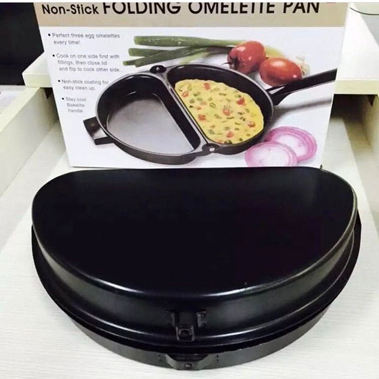 Double Sided Folding Omelets Pan, Non-Stick Frying Pan, Portable Kitchen Cookware, Stainless Steel Egg Maker