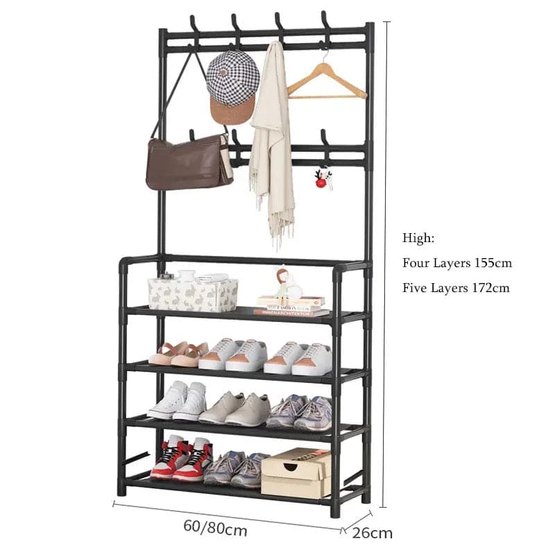 Nordic Coat And Hat Rack, Entryway Floor Display Clothes Rack, Household Shelf Living Room Clothes Storage Rack, Homlly Entryway Coat Rack with Shoes Organizer,  Multi-Functional Shoe Rack, Bedroom Living Room Hanger