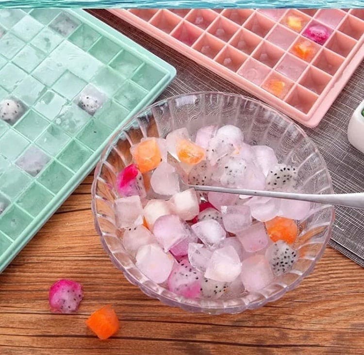 96 Grids Plastic Fruit Ice Cube Tray, Creative Small Ice Cube Square Shape Mold, Easy Release Mini Ice Cube Tray