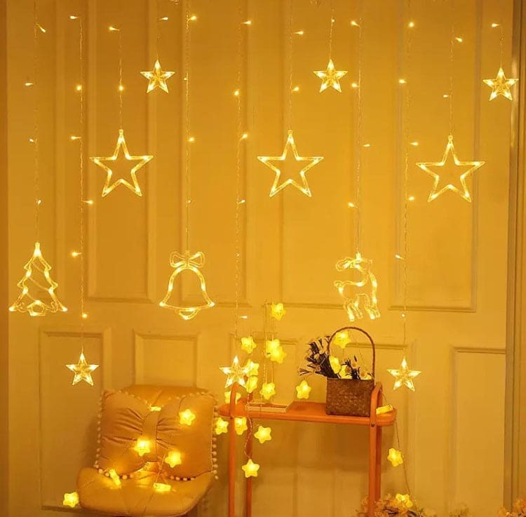 Christmas Garland Outdoor String Lights, Warm White Star Fairy Lights For Christmas, Battery Operated Fairy Christmas Lights