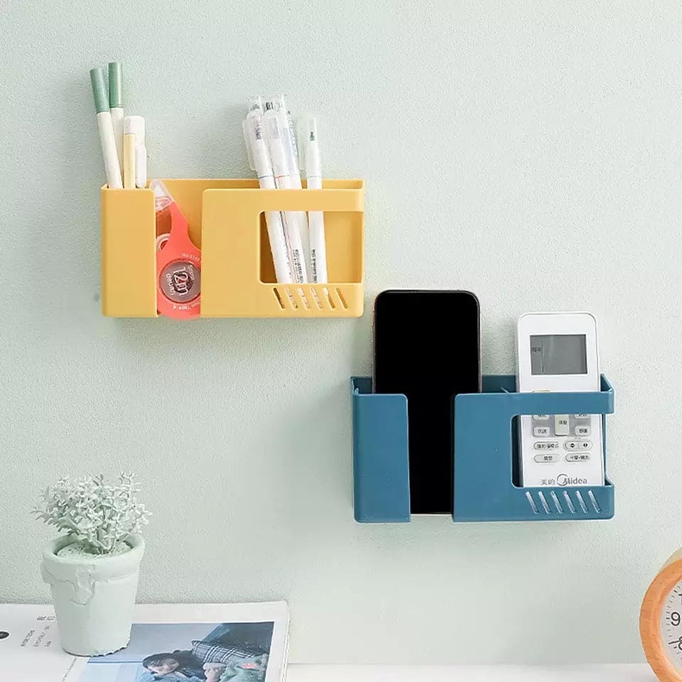 Multifunctional Double Layer Wall Mounted Organizer, Multifunction Punch Free Wall Mounted Storage Box, Mobile Phone Plug Charging Holder, Wall-mounted Storage Box, Wall Debris Storage Holder