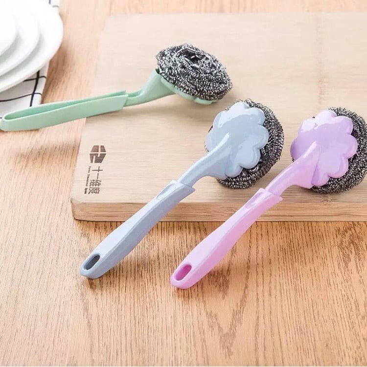 Long Handle Wire Ball Cleaning Brush, Dish Cleaning Brush, Ball Brush Cleaning Brush