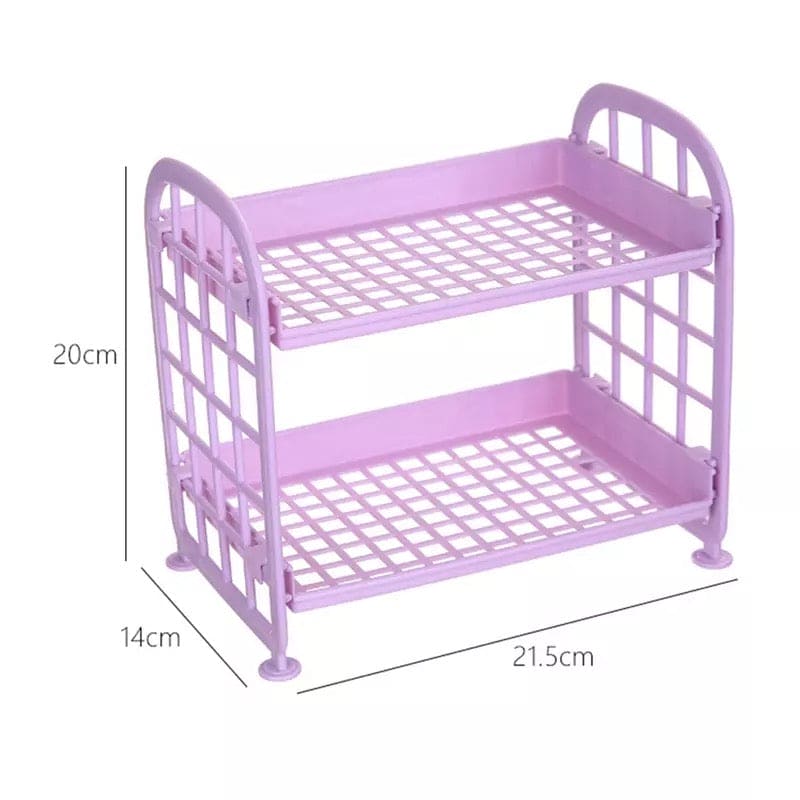 Double Layer Folding Desk Storage Rack, Dormitory Storage Shelf, Stationery Organizer, Double Layer Hollow Shelf, Plastic Cosmetics Desktop Finishing Shelf