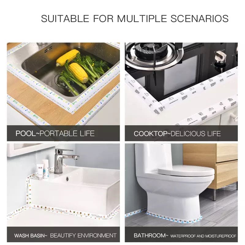 Kitchen Sink Waterproof Tape, 5 Meter Anti-mold Waterproof Tape, Bathroom Countertop Toilet Gap, Self-adhesive Seam Stickers, Bath Sealing Strip Tape, Self Adhesive Waterproof Wall Sticker Sink Edge Tape