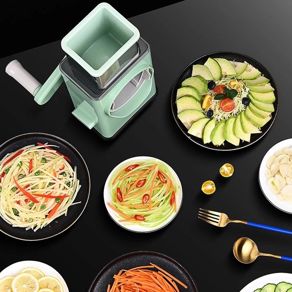 Amazing Multifunctional Vegetable Slicer Cutter Chopper, Veget Graters Shredders Fruit Kitchen Tool French Fry, Multifunction Manual Round Cutter Potato Spiralizer