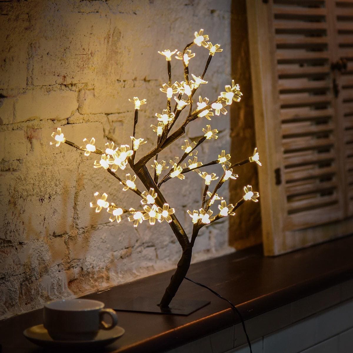 24 LED Lights Cherry Blossom Tree Lamp, Electric Operated LED USB Cherry Plum Blossom Tree Light, Night light Table Lamp, Adjustable Side Night Lamp