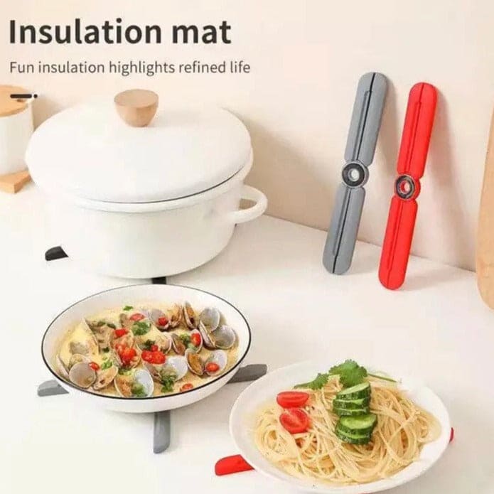 Convenient Folding Cutlery Insulation Pad, Cross Adjustment Placemat Pot Bowls, Kitchen Supplies Dining Table Decor Heat-proof Mat, Collapsible X Shaped Design Silicone Trivets