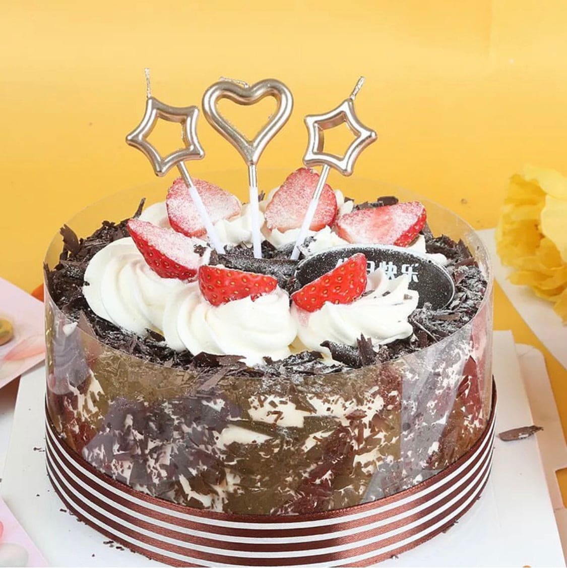 3 Pcs Heart Star Shape Cake Candles, DIY Birthday Ornaments Cake Topper, Decoration Birthday Anniversary Supplies