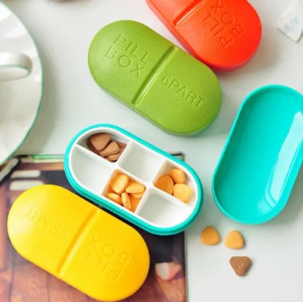 6 Part Pill Box, Portable Travel 6-Slot Medical Pill Holder, Mini 6 Slot Medicine Organizer, Medicine Case Organizer, Small Mini Pill Box, Seal Pill Storage Organizer, Outdoor Travel Pill Dust-proof Protect Container