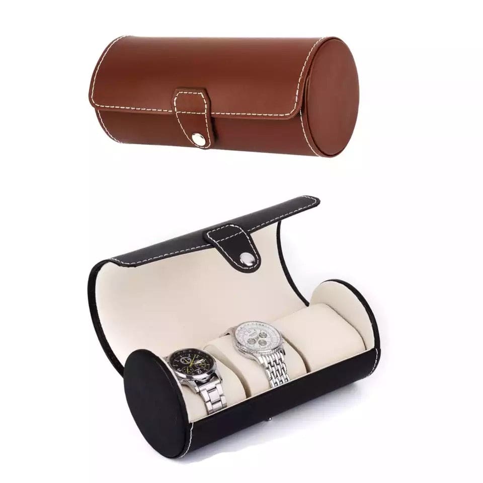 3 Slots Watch Roll Travel Case, Portable Vintage Leather Display Watch Storage Box, Watch Organizers, Wristwatch Box, Watch Roll, Portable Vintage Leather Display Watch Storage Box, Travel Watch Holder